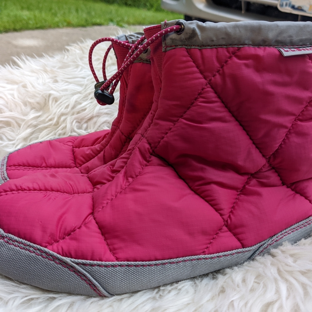 L.L. Bean Pink Puffer Insulated Slippers Size 6/7